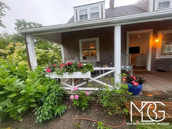 a view of a sign in a garden