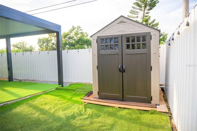 a view of a backyard with a garden