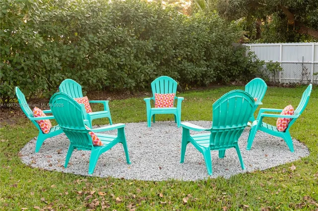 a view of a park with slide