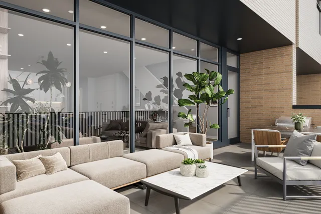 a living room with furniture