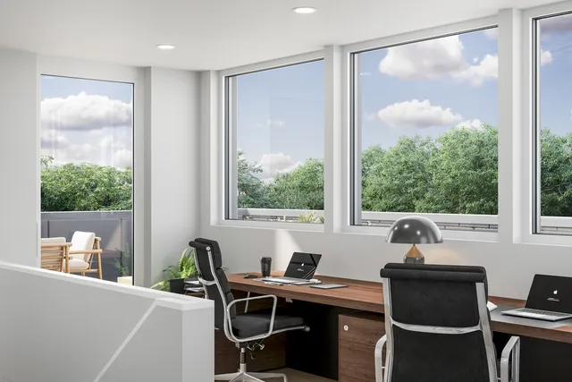 a view of a workspace with a window