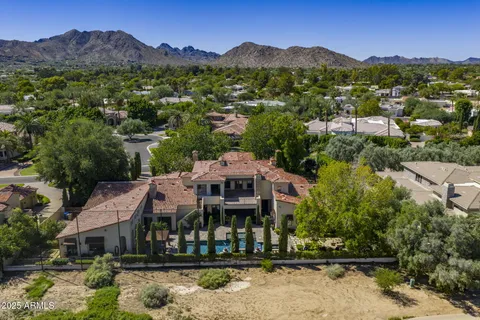an aerial view of a house