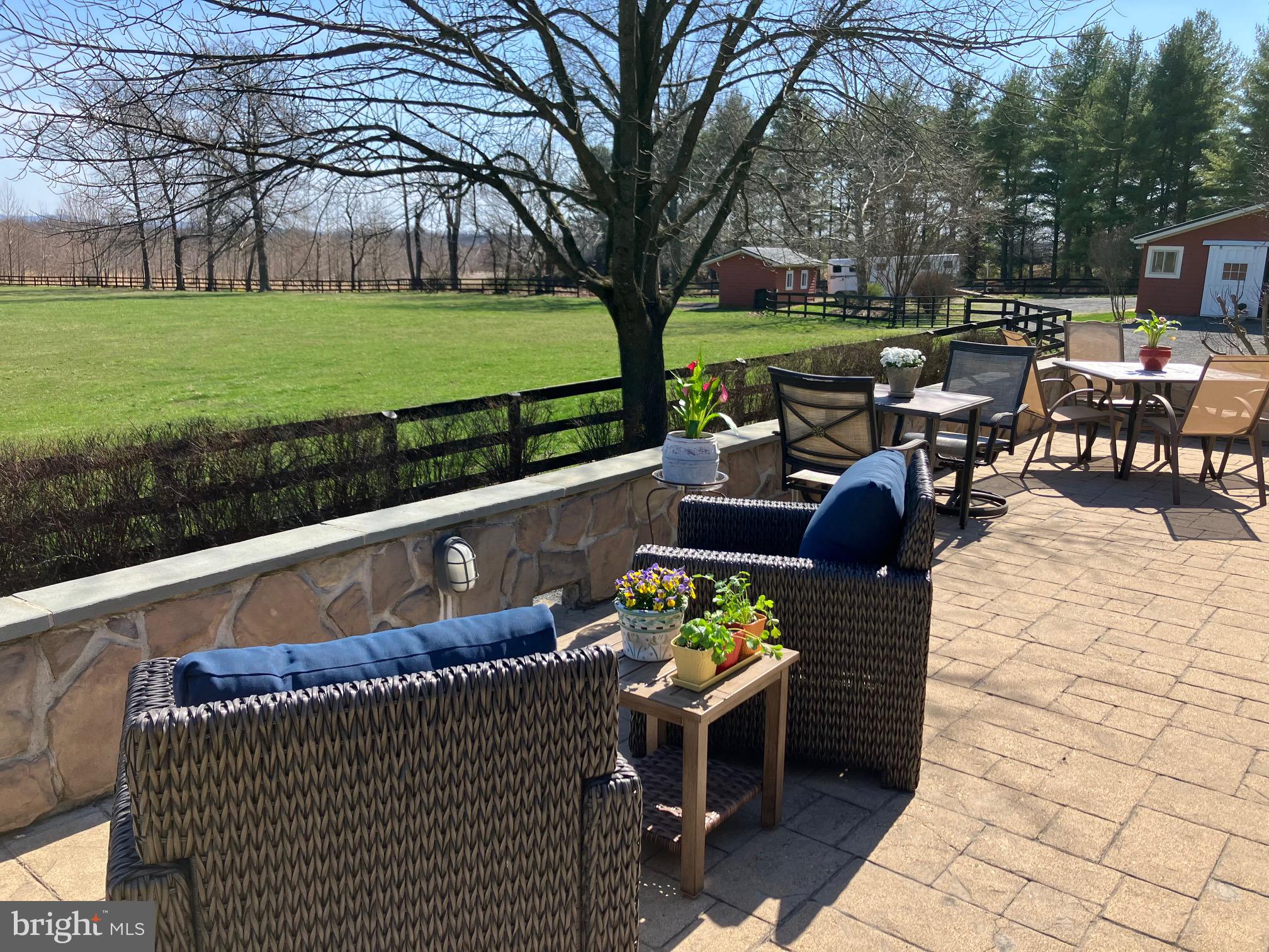 19744 Ridgeside Road Bluemont, VA 20135 - Photo 7 of 82 Patio in spring w view of pasture & barn