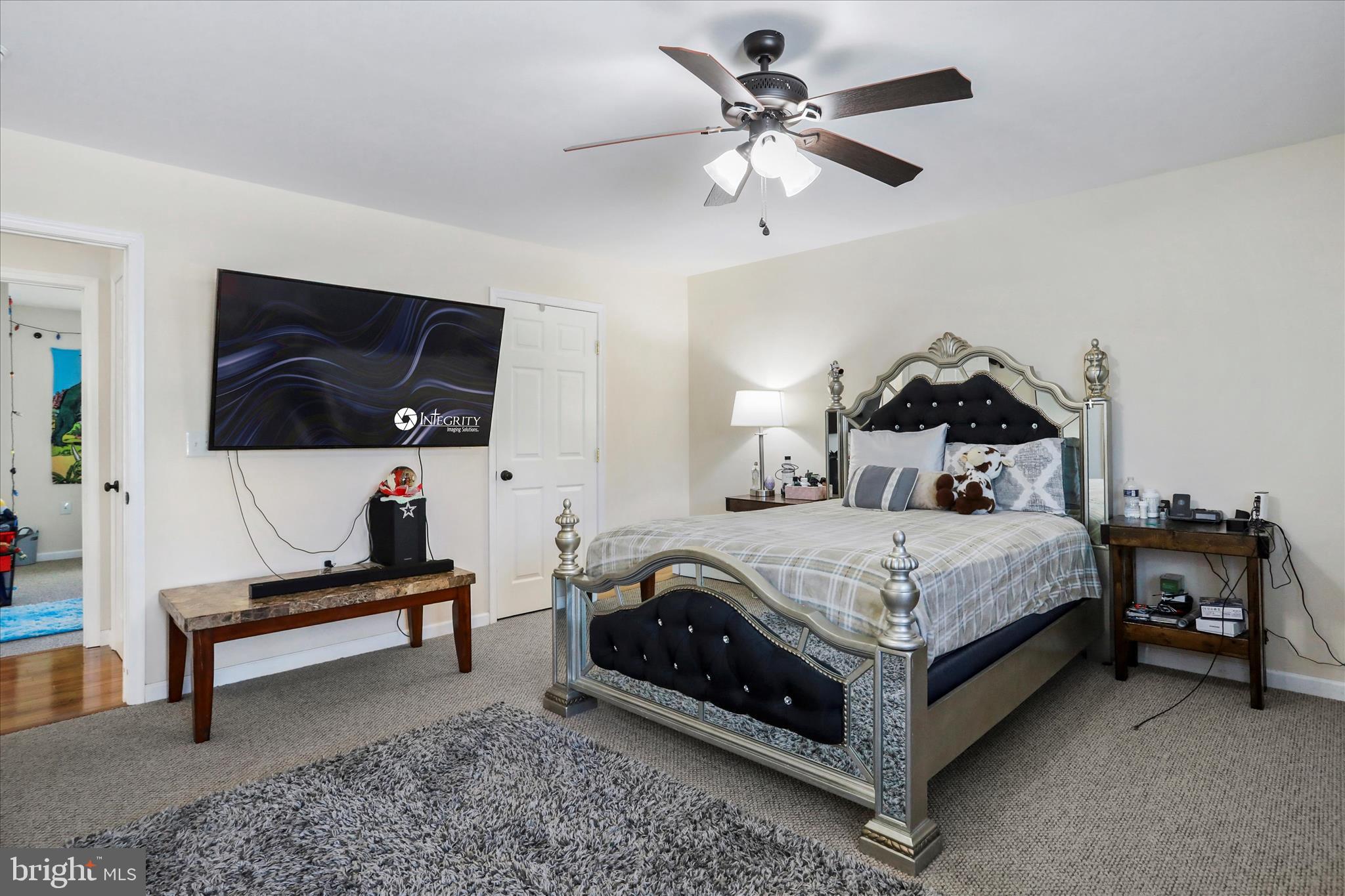 300 Park Road Stanley, VA 22851 - Photo 16 of 33 Ceiling fan and carpet in primary bedroom