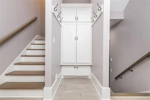 a room with a dresser in it