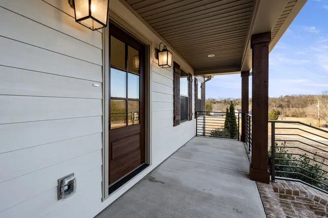 a view of a building from a balcony