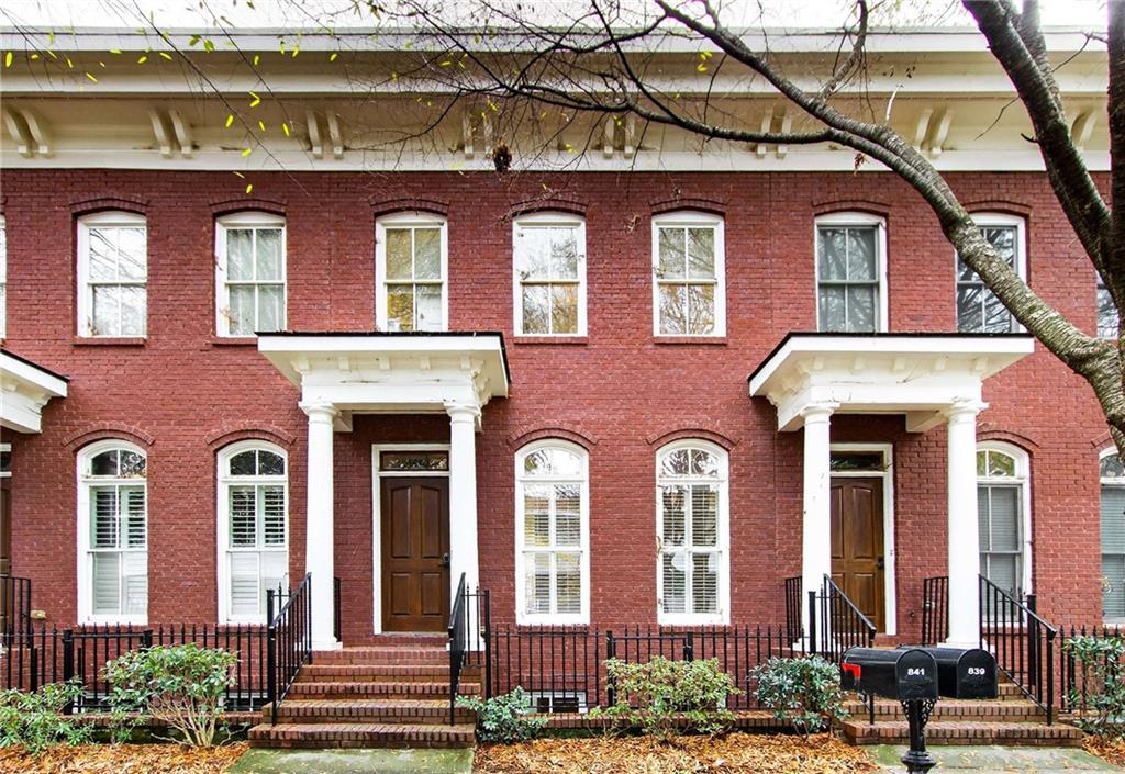 a front view of residential houses