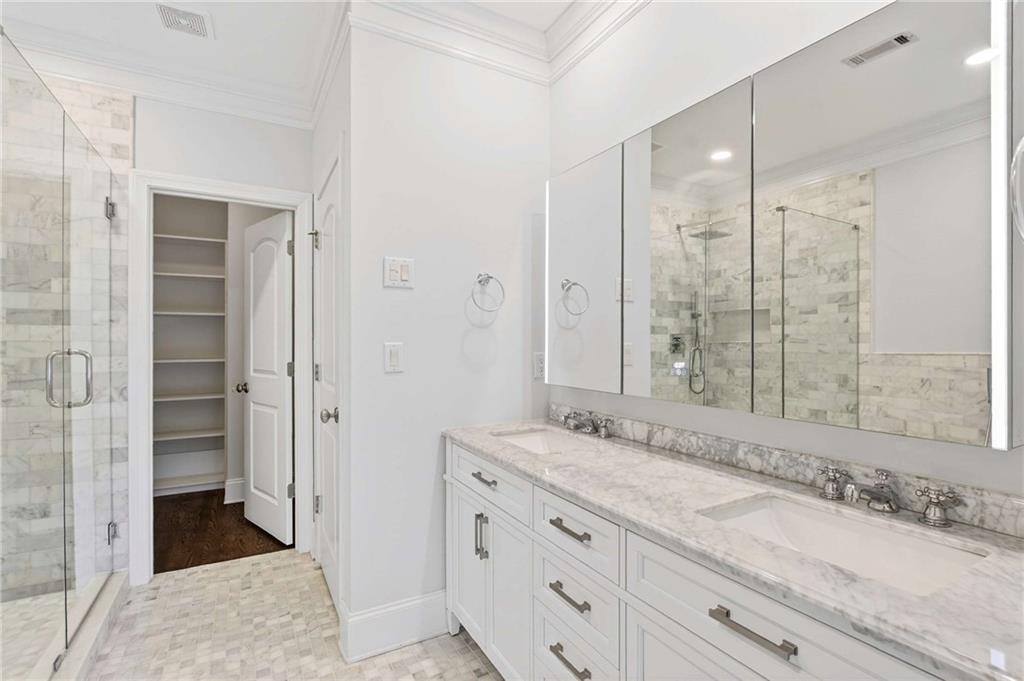 841 Inman Village Parkway Northeast Atlanta, GA 30307 - Photo 15 of 27 a bathroom with a granite countertop sink mirror and double