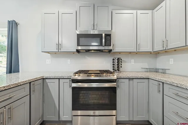 a view of a kitchen counter top space