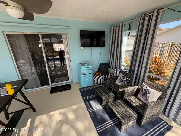 a living room with furniture