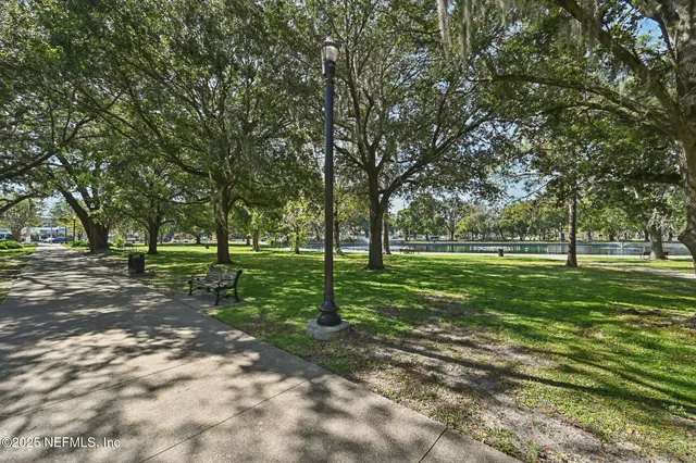 a view of a park with tree s