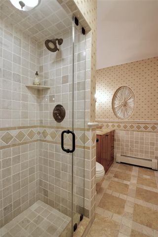 a bathroom with a shower