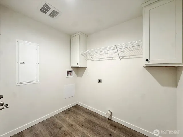 a view of a room with racks on the wall