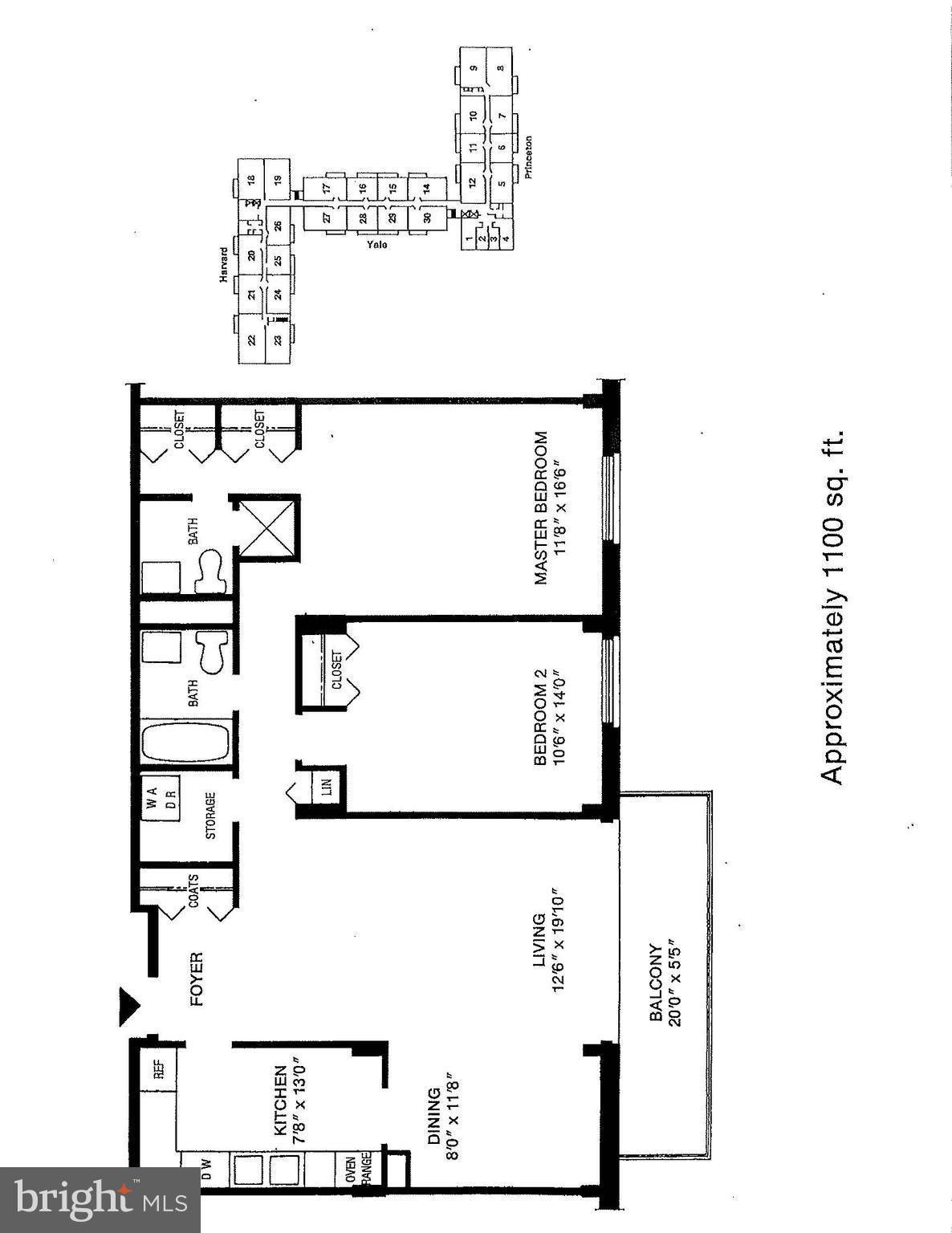 801 Yale Avenue, Unit 610 Swarthmore, PA 19081 - Photo 39 of 39 Floor plan of a typical 2 bedroom unit.