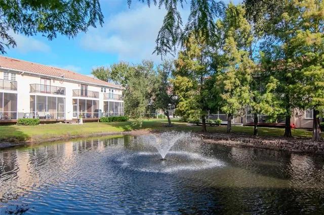 a view of a lake with houses
