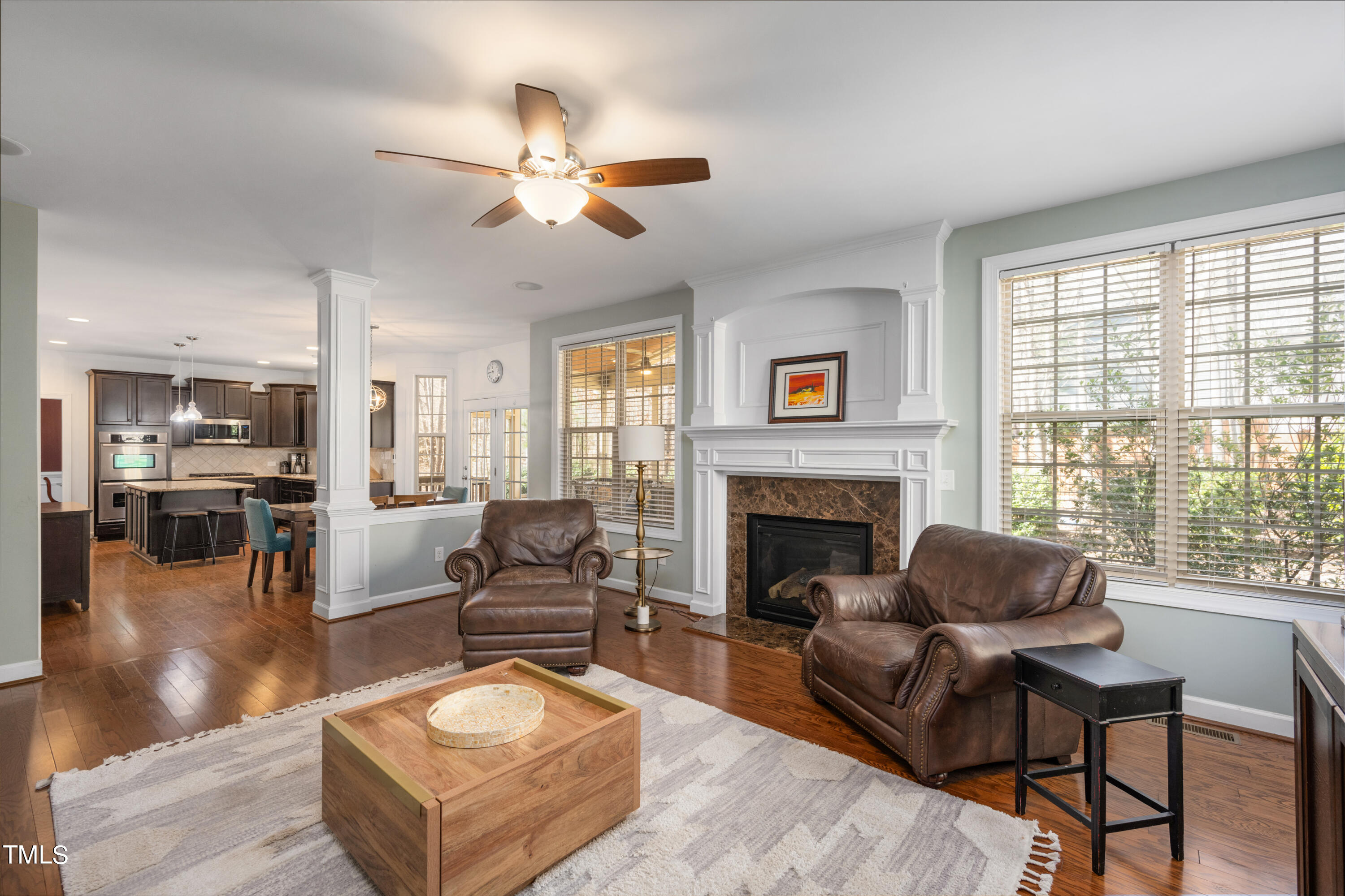 3020 Red Grape Drive Raleigh, NC 27607 - Photo 20 of 37 a living room with furniture and a fireplace