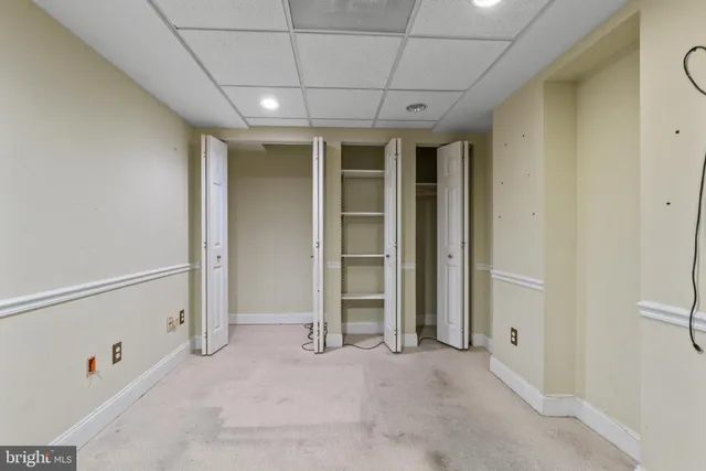 an empty room with closet