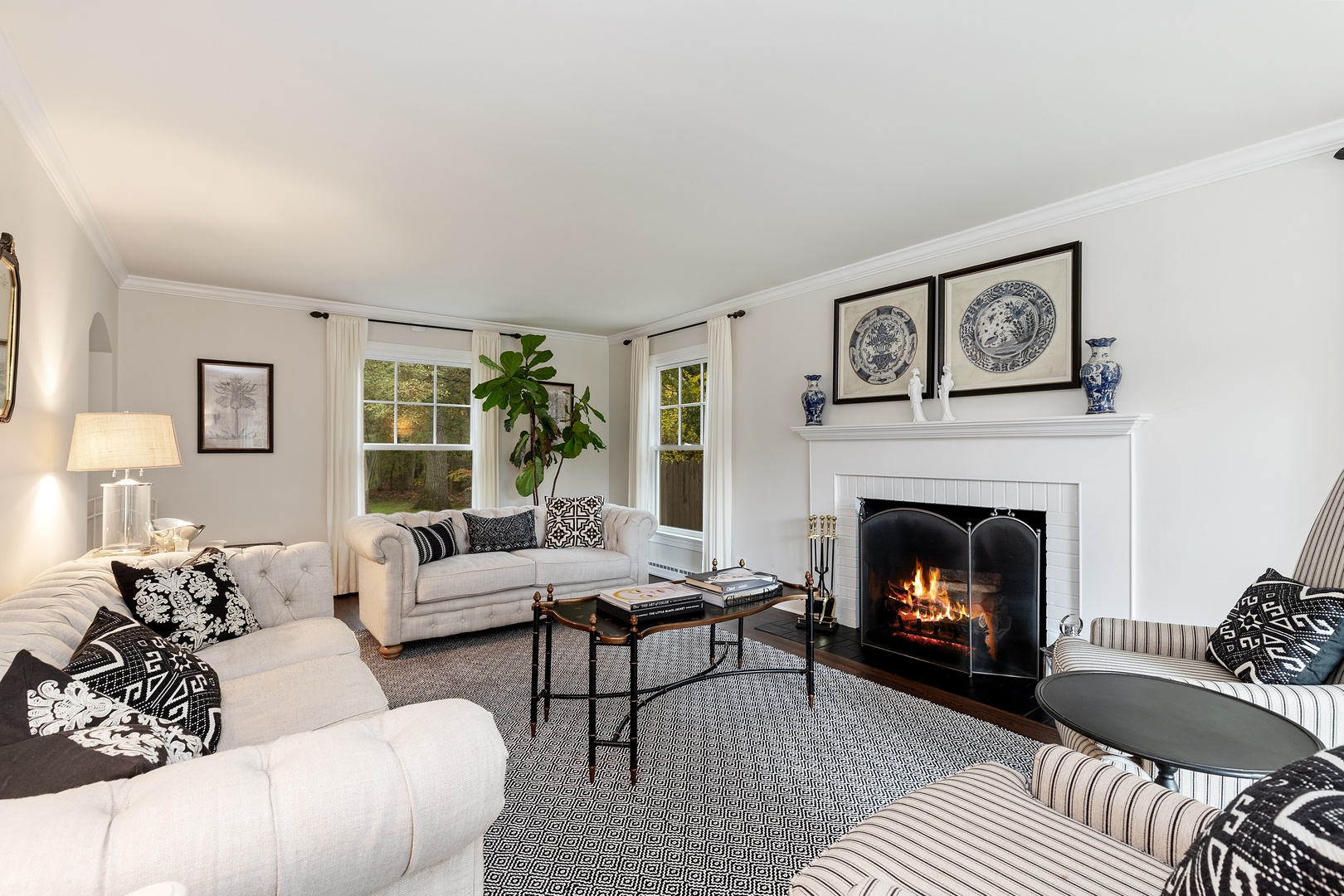 649 Forest Hill Road Lake Forest, IL 60045 - Photo 5 of 23 a living room with furniture and a fireplace