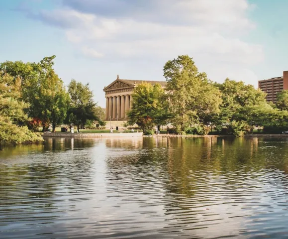 a view of a lake with houses
