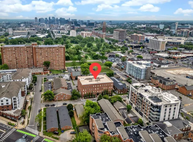 an aerial view of a city