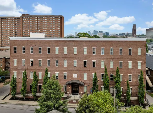 a view of a building with many windows