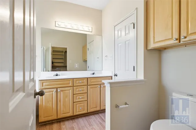 a bathroom with a sink a mirror and a toilet