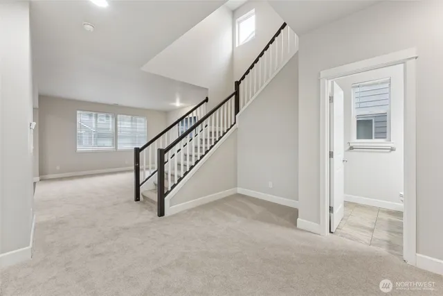 a view of an entryway with staircase