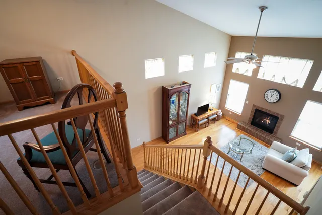 a view of a living room and dining room