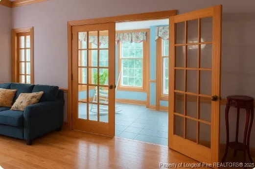 a view of livingroom with furniture and wooden floor