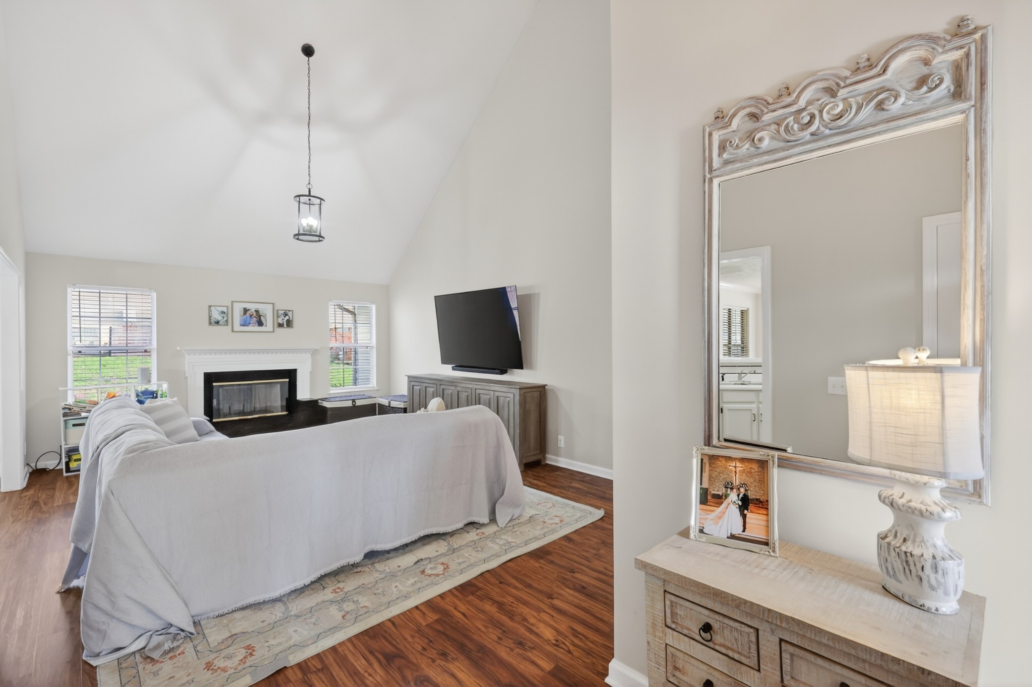 136 Holt Hills Road Nashville, TN 37211 - Photo 3 of 30 a bedroom with a bed and a flat screen tv