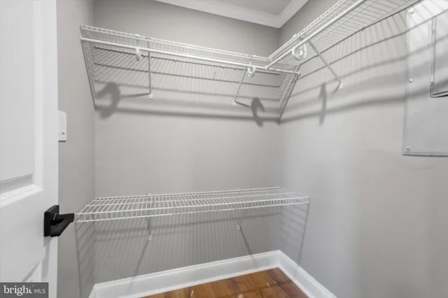 a view of a room with racks on the wall