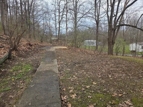 a backyard of a house with lots of green space