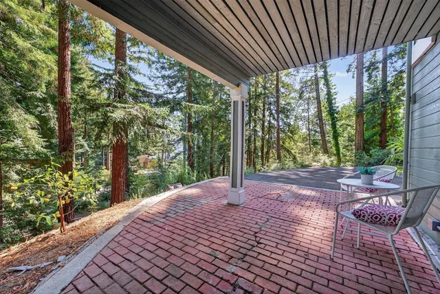 a view of backyard with green space