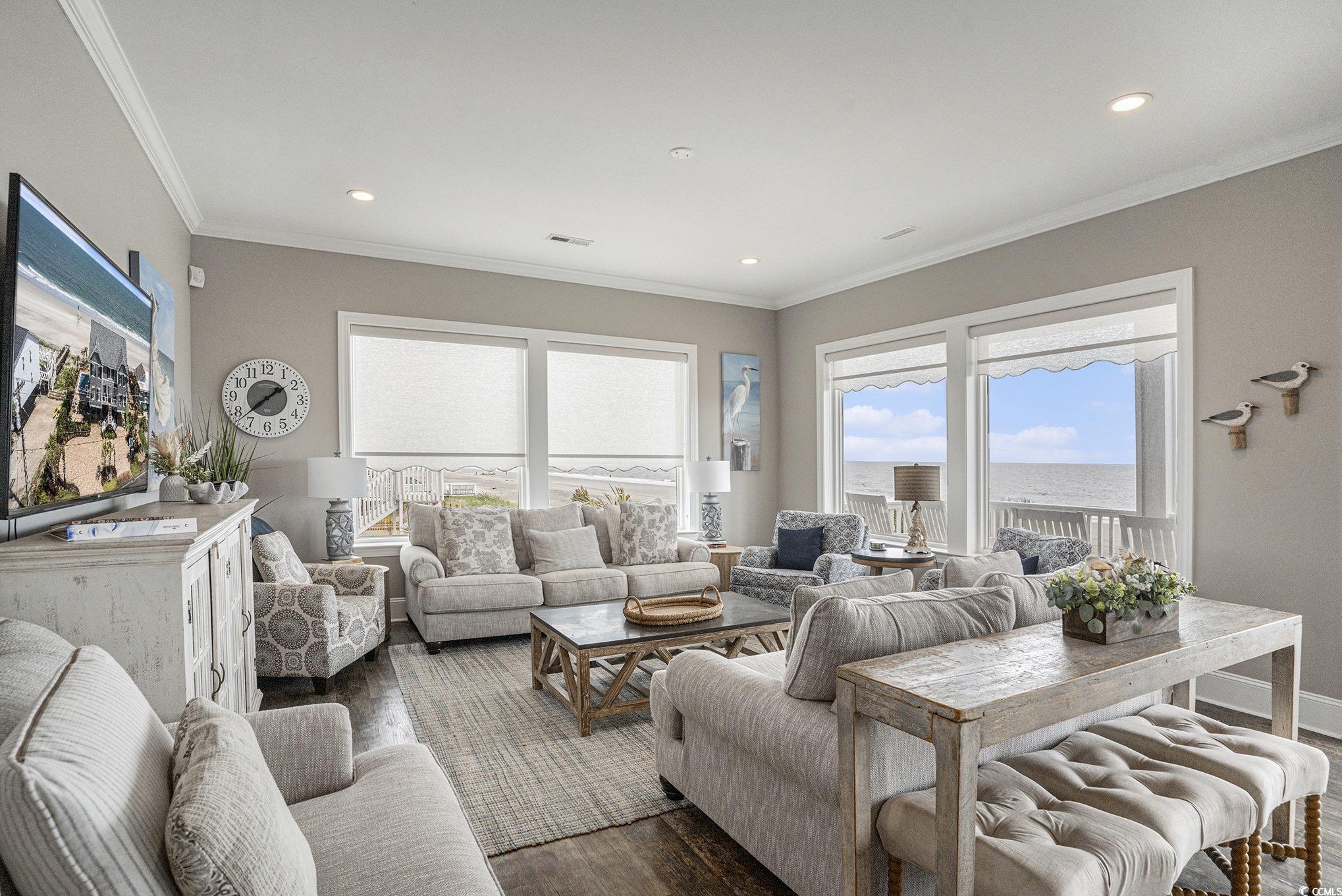1907 South Waccamaw Drive Murrells Inlet, SC 29576 - Photo 7 of 40 Oceanfront living area with comfortable furnishings.