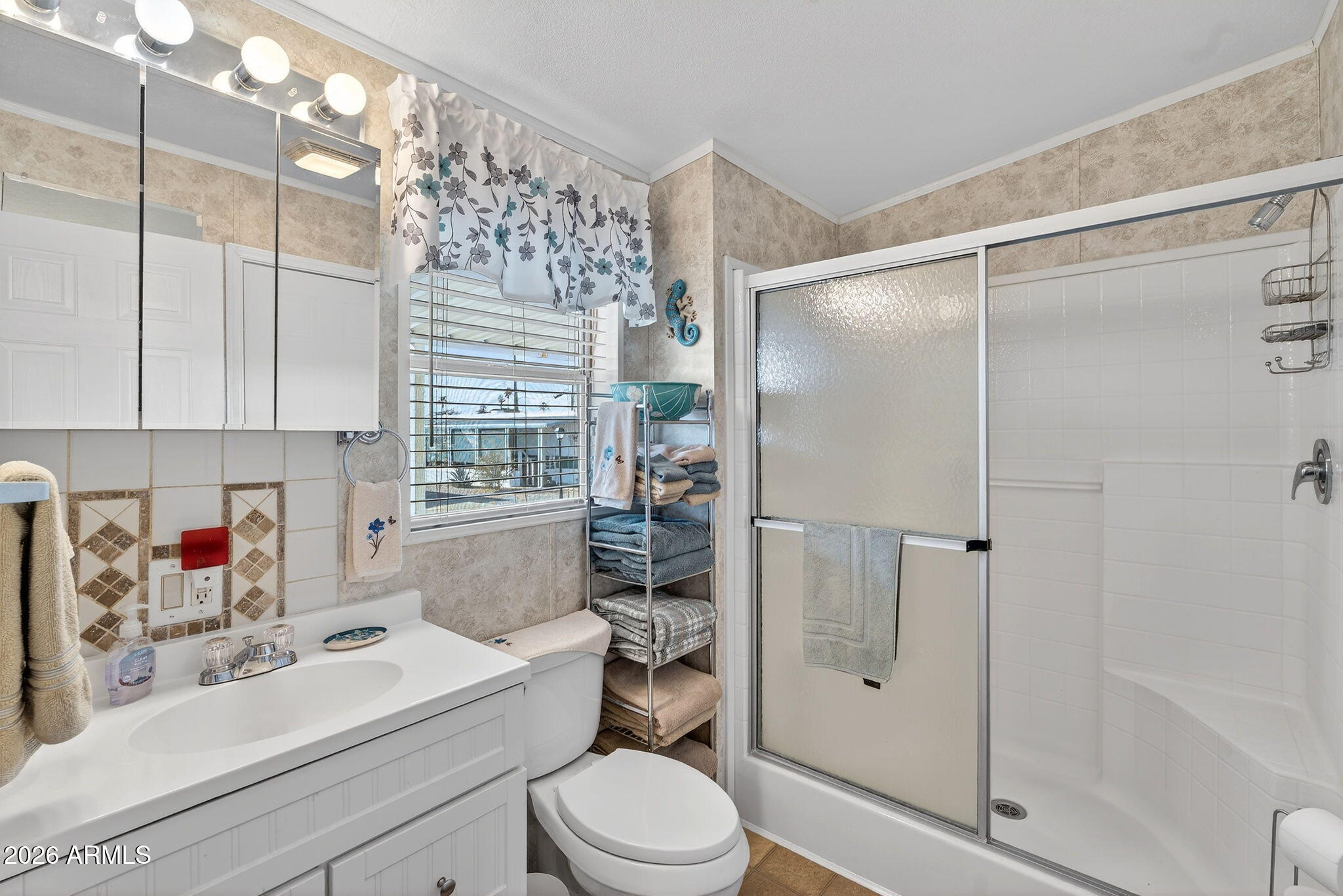 747 East Germann Road, Unit 54 San Tan Valley, AZ 85140 - Photo 14 of 26 a bathroom with a sink toilet vanity and shower