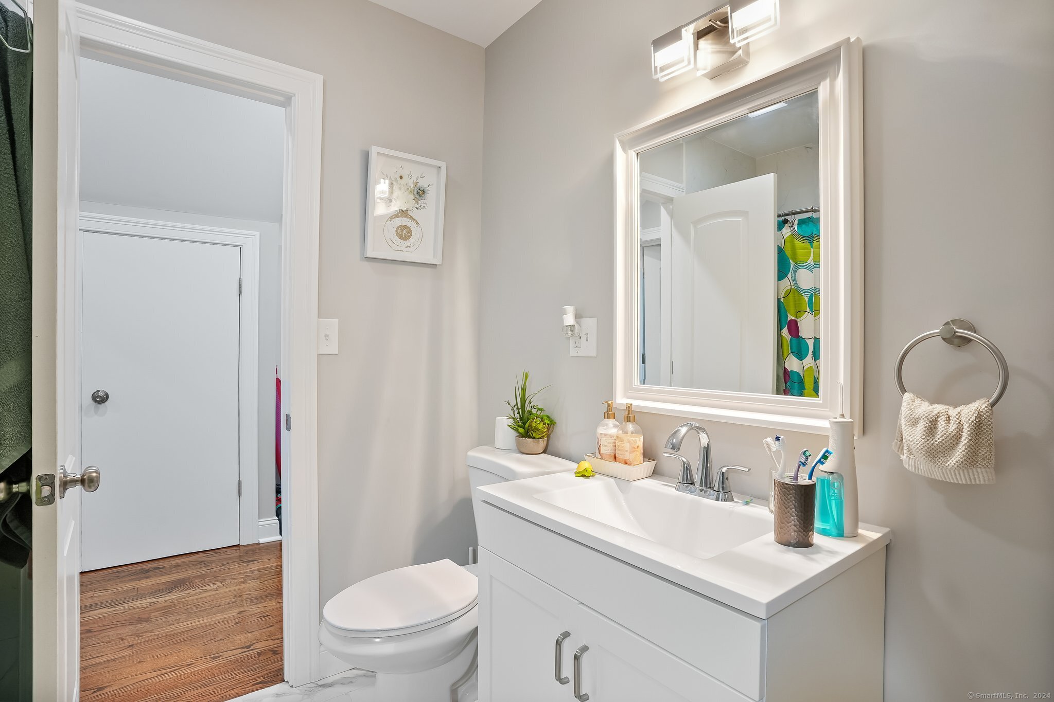 75 Hemlock Street Bridgeport, CT 06605 - Photo 11 of 24 a bathroom with a sink vanity mirror and toilet