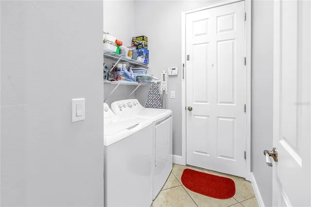 a storage room with a sink
