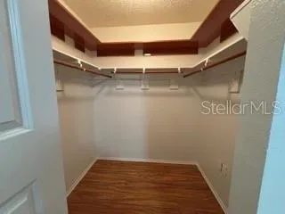 a view of an empty walk in closet