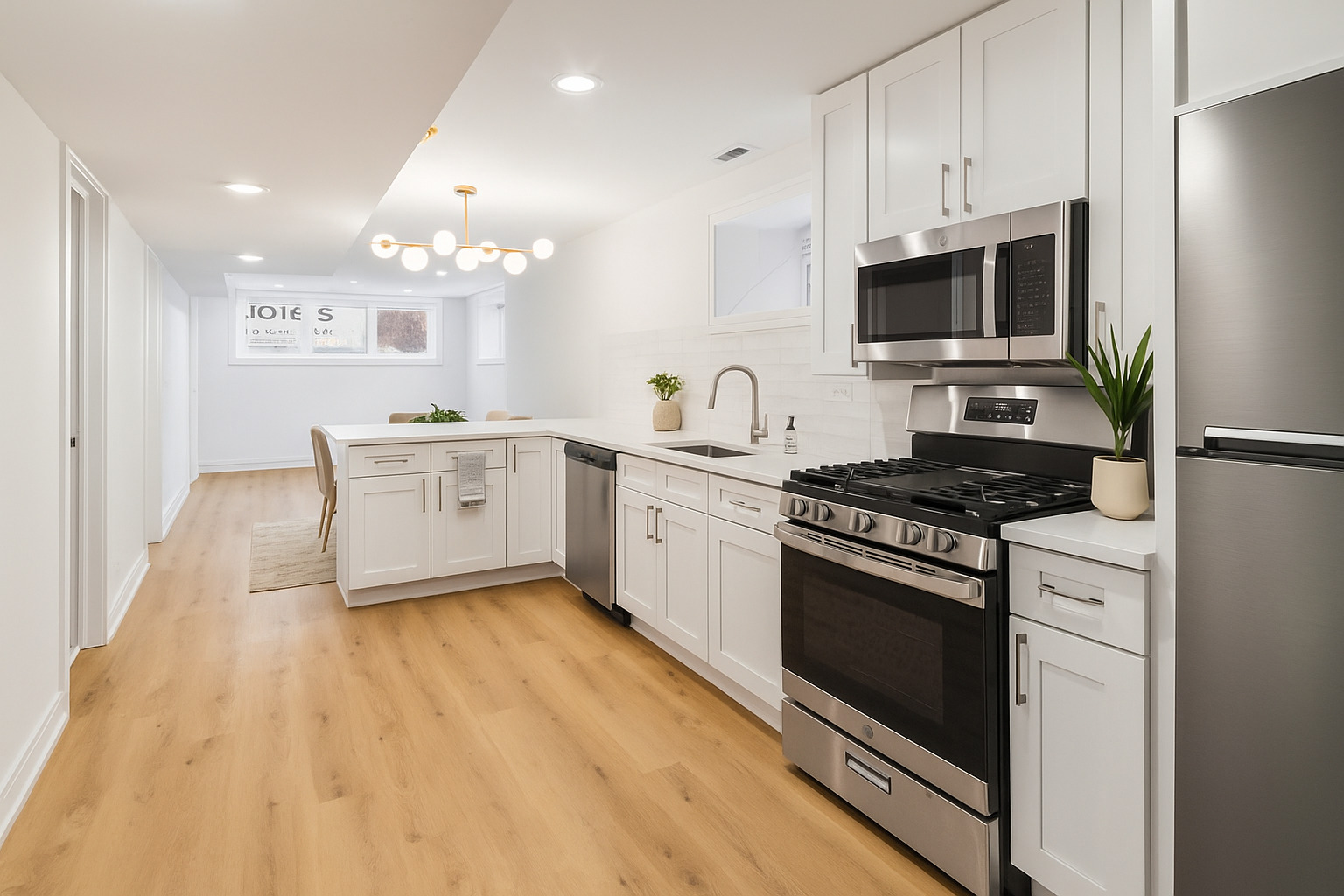3605 North Bell Avenue, Unit GS Chicago, IL 60618 - Photo 2 of 9 a kitchen with stainless steel appliances granite countertop a stove a sink and a microwave