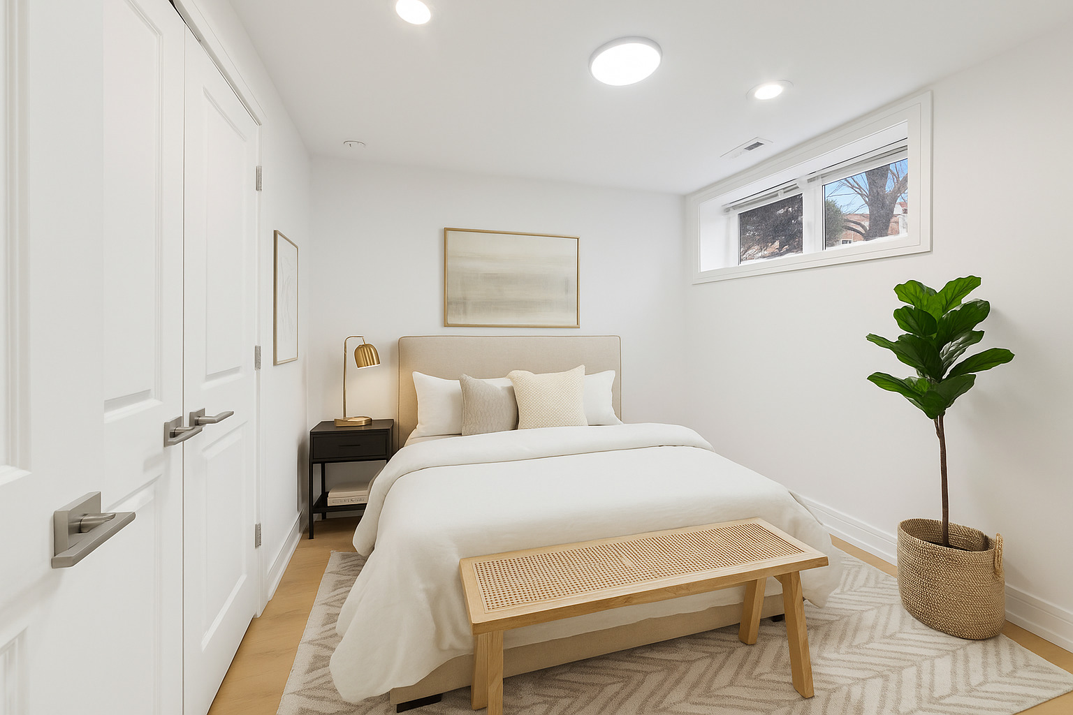 3605 North Bell Avenue, Unit GS Chicago, IL 60618 - Photo 5 of 9 a bedroom with a bed and a potted plant