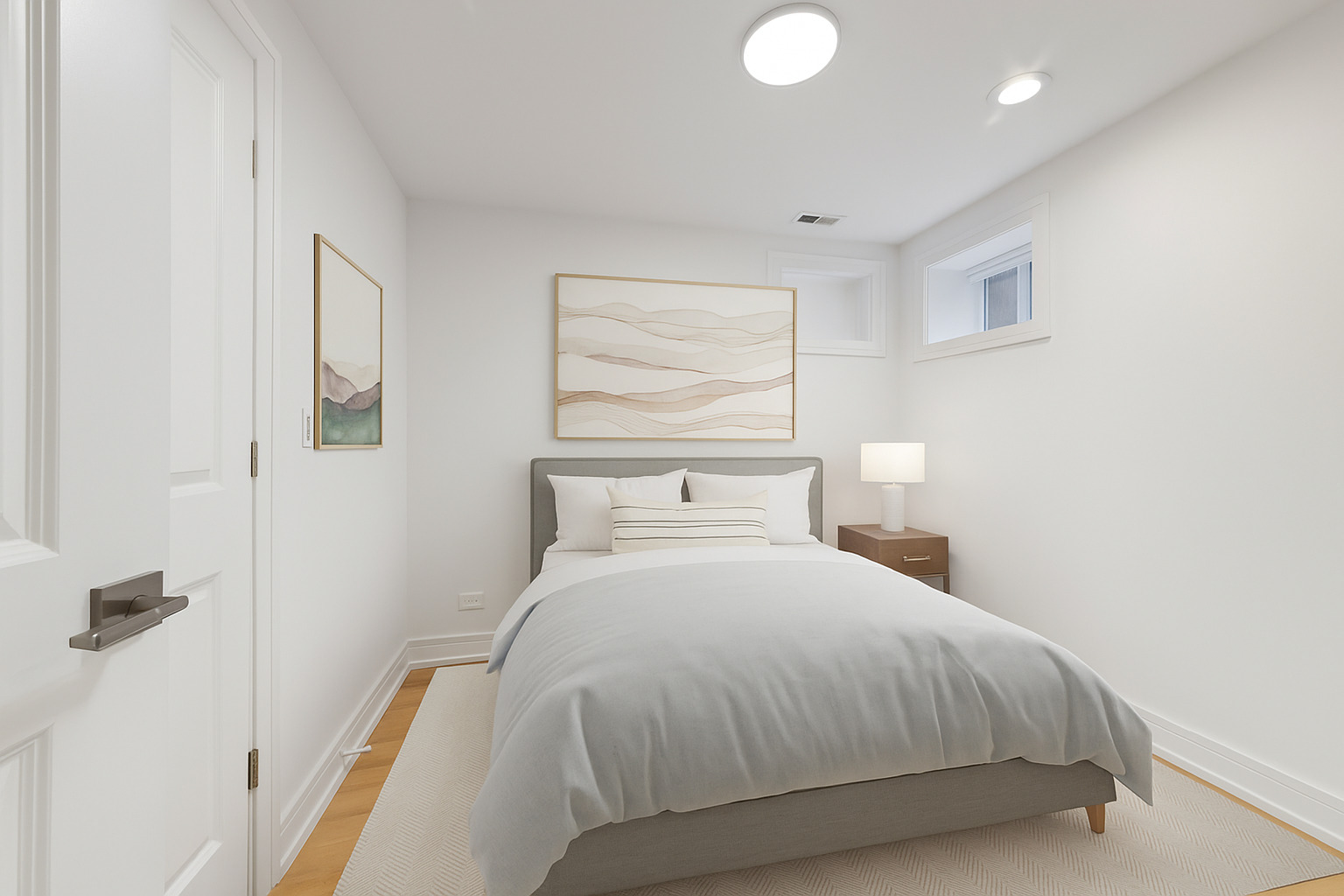 3605 North Bell Avenue, Unit GS Chicago, IL 60618 - Photo 7 of 9 a bedroom with a bed and a painting on the wall