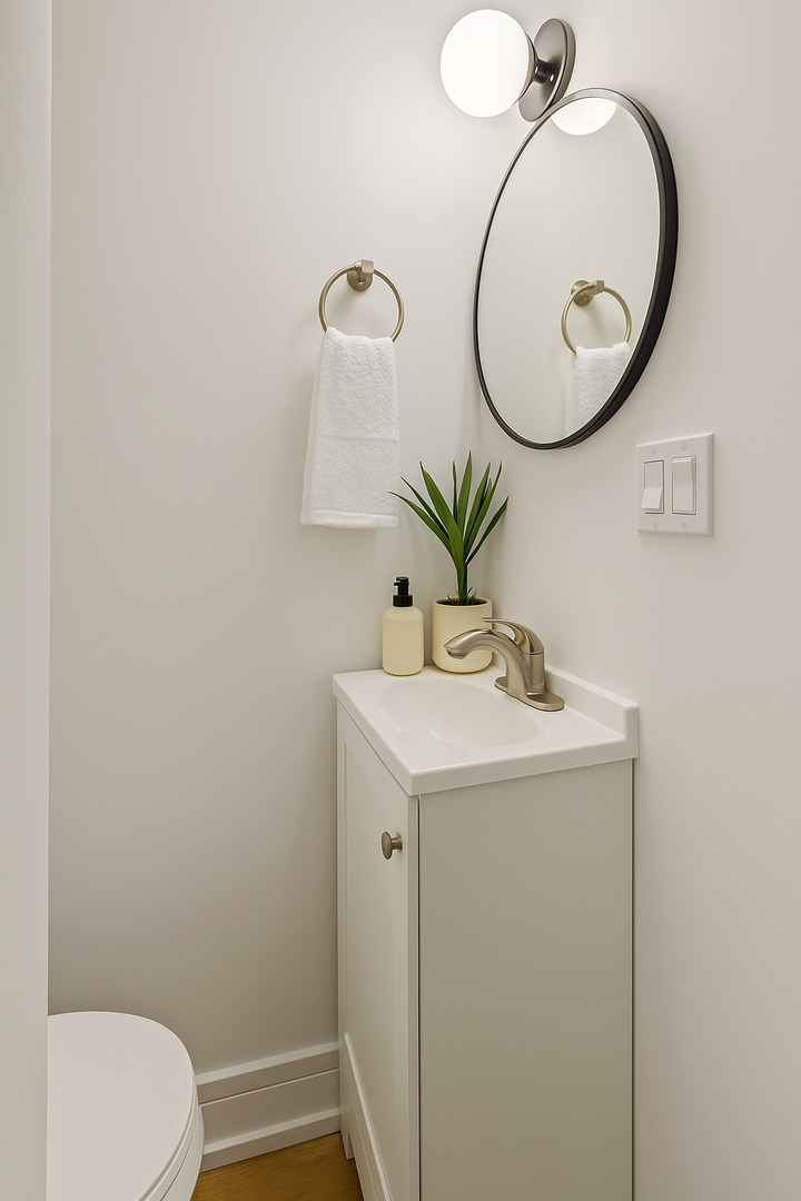 3605 North Bell Avenue, Unit GS Chicago, IL 60618 - Photo 9 of 9 a bathroom with a sink mirror and toilet