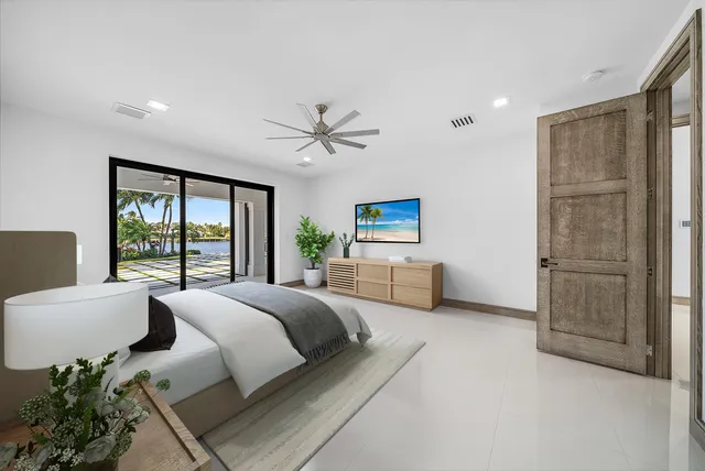 a view of a lake with a big yard