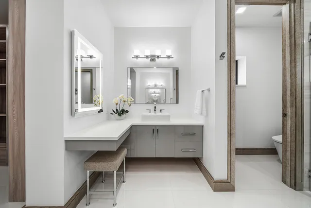 an aerial view of a house with a yard and potted plants
