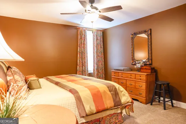 a view of a lake with a big yard