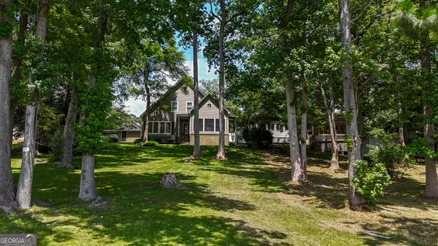 an aerial view of a house