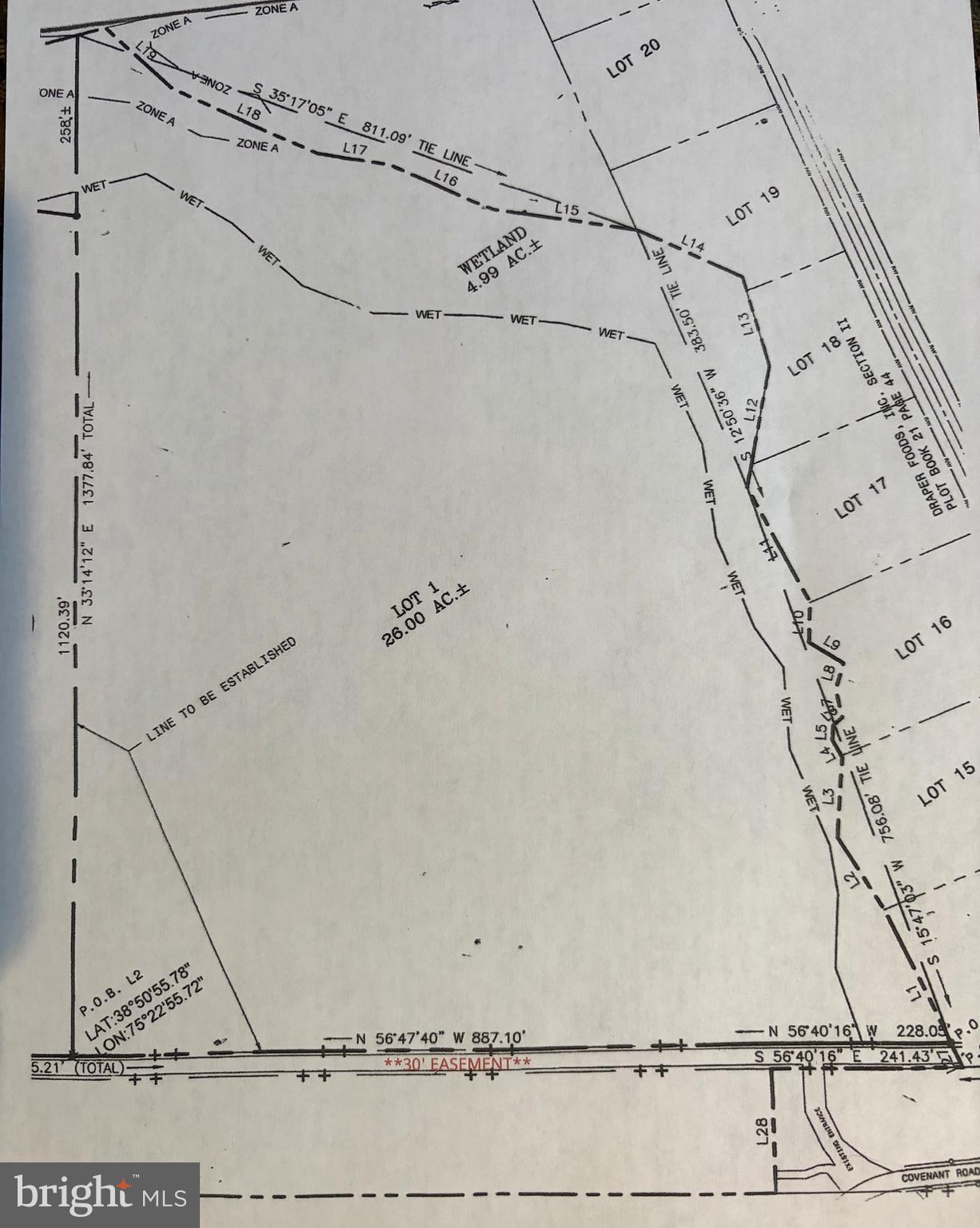 Lot 1 Benson Road Lincoln, DE 19960 - Photo 2 of 17 survey showing easement