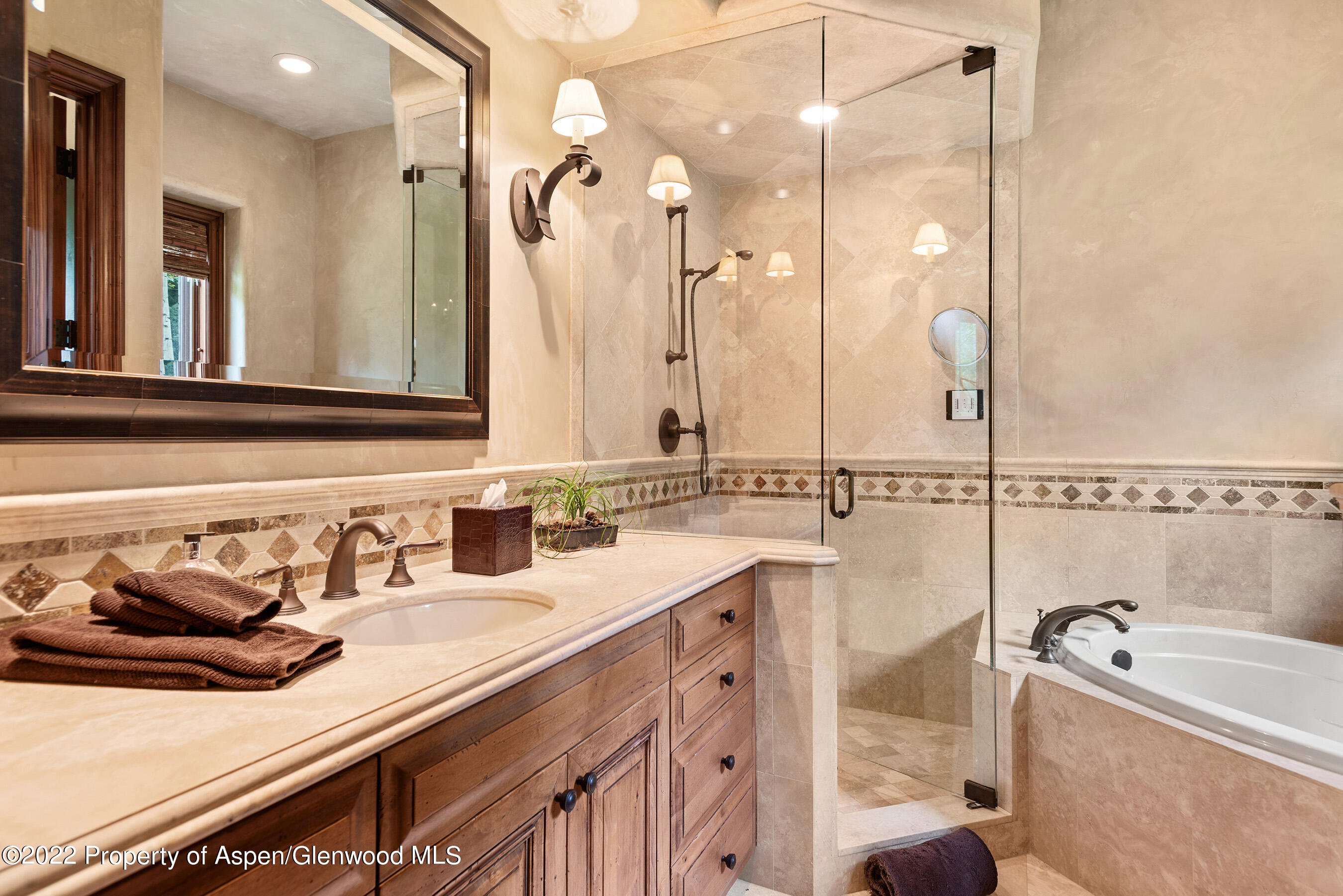 1225 Riverside Drive Aspen, CO 81611 - Photo 19 of 21 a bathroom with a double vanity sink mirror and bathtub