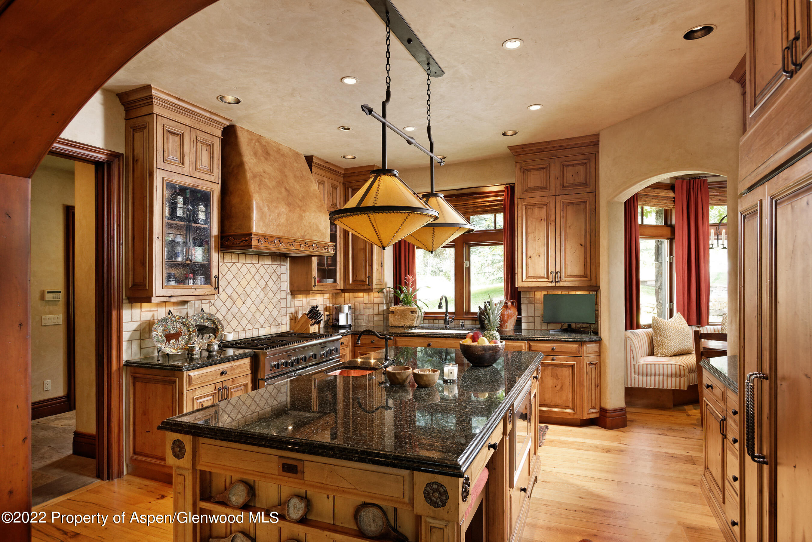 1225 Riverside Drive Aspen, CO 81611 - Photo 5 of 21 a kitchen with stainless steel appliances granite countertop a sink a stove and a wooden floor