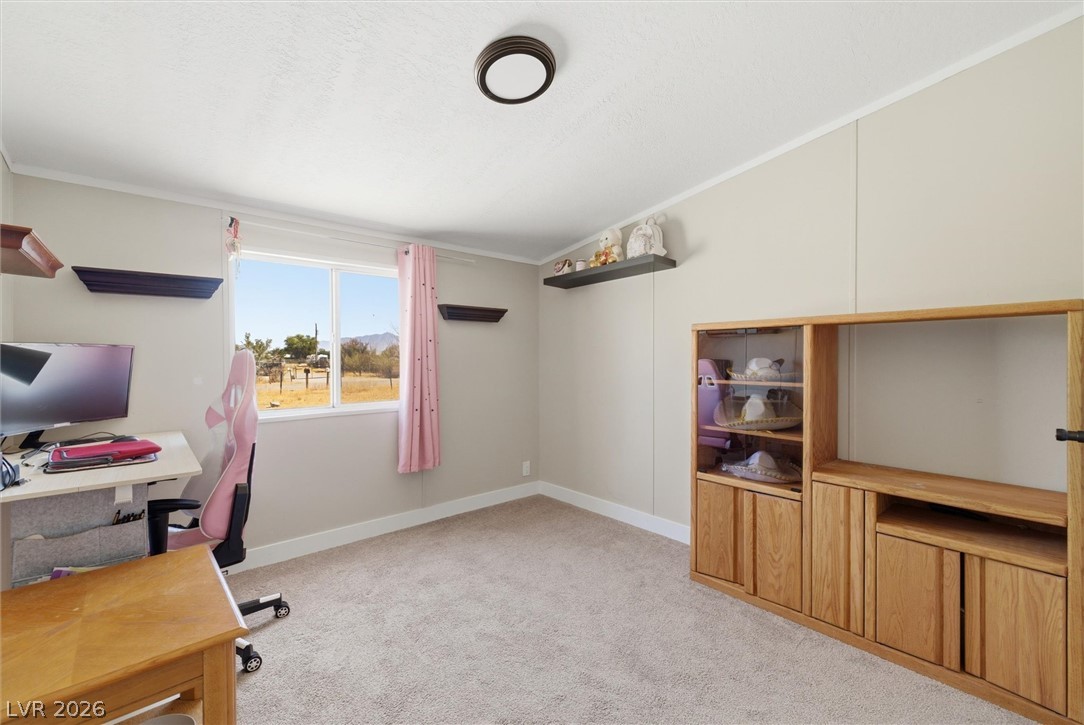 4331 Retread Road Pahrump, NV 89048 - Photo 20 of 31 Situated on a separate wing of the home, Bedroom #4 offers flexibility and is currently utilized as a home office.